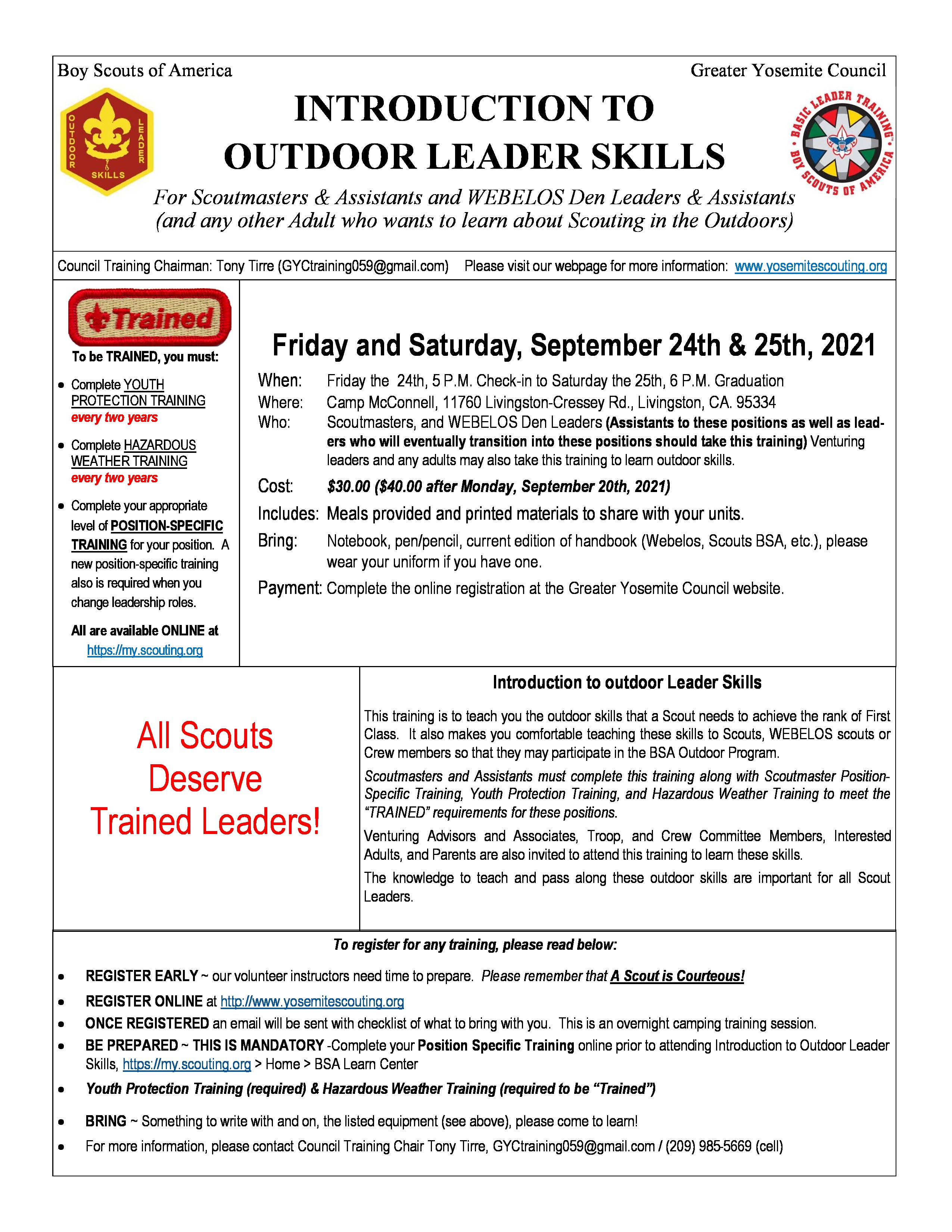Introduction to Outdoor Leader Skills 2021 